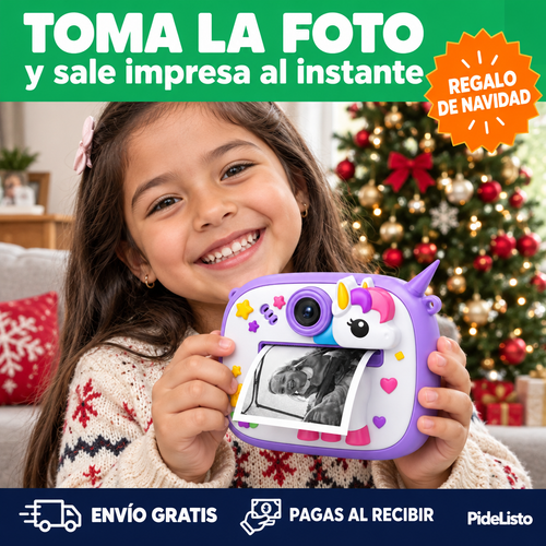 Cámara infantil que imprime la foto al instante, regalo de Navidad