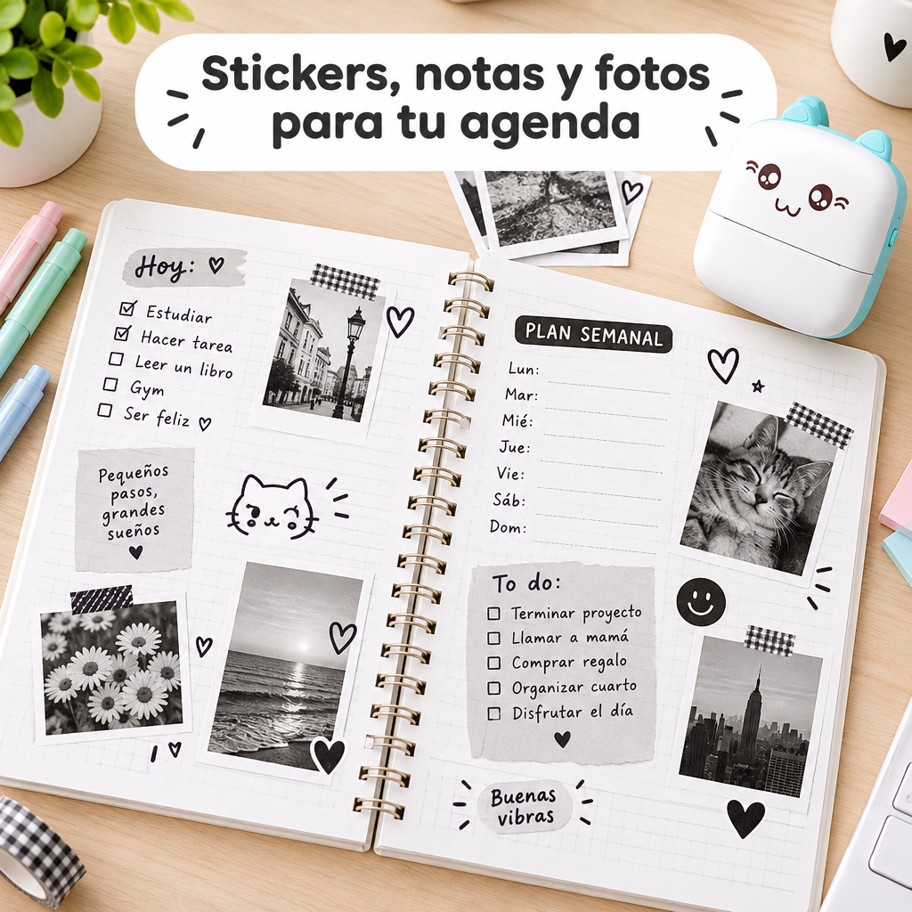 Stickers, notas y fotos para la agenda