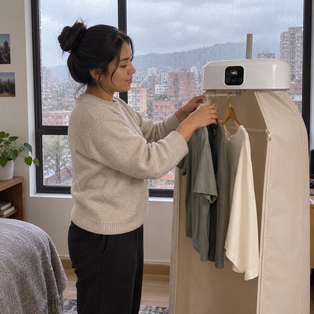 Secadora de ropa portátil en un apartamento